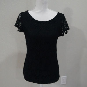 The Limited Black Lace Short-Sleeve Top - Size S